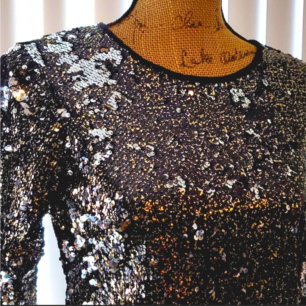 Tahari Metalic Sequin Dress - Picture 2 of 5
